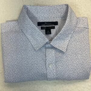 Marc Anthony Luxury slim fit men’s shirt cotton/linen blue and white sz medium